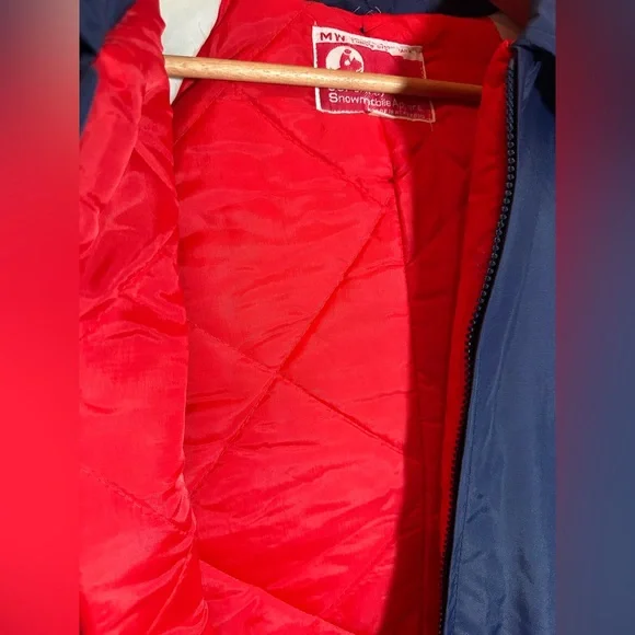 JCPenney VINTAGE Unisex LARGE Patriotic Navy Red Snowmobile Snow Suit EUC